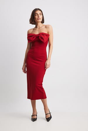 Red Sukienka midi z kokardą