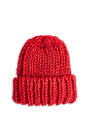 Red Masywna dziergana czapka