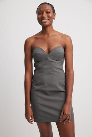 Grey Sukienka mini bandeau z ozdobnymi miseczkami