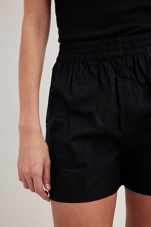 Black Bawełniana szorty z elastyczną talią