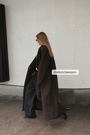Brown Długi prosty płaszcz