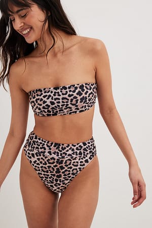 Leopard Dół bikini z wysokim stanem