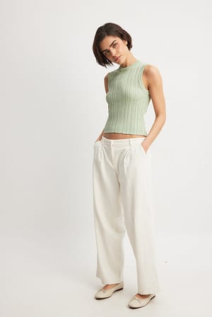 Off White Cord Loose Low Waist Pants