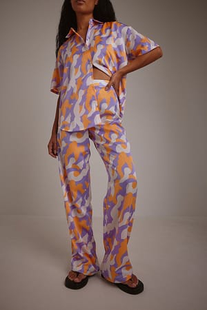 Orange/Purple Print Spodnie z prostymi nogawkami