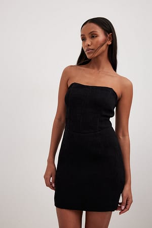 Black Strukturalna mini sukienka typu bandeau