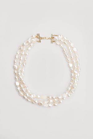 White Trójwarstwowy naszyjnik z perłą