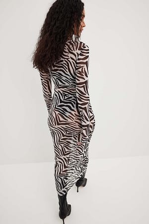 Zebra Sukienka midi z siatką