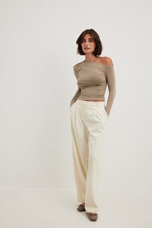 Taupe Offshoulder-topp i jersey