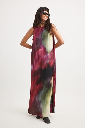 Print Sukienka maxi z nadrukiem z głębokim wycięciem z tyłu