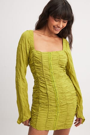 Green Structured Front Detail Dress