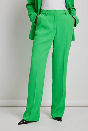Green Dopasowane spodnie od żakietu z prostymi nogawkami