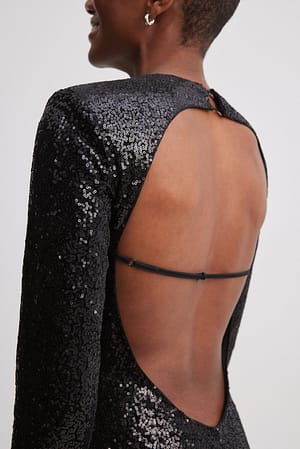 Black Aksamitna sukienka maxi z cekinami