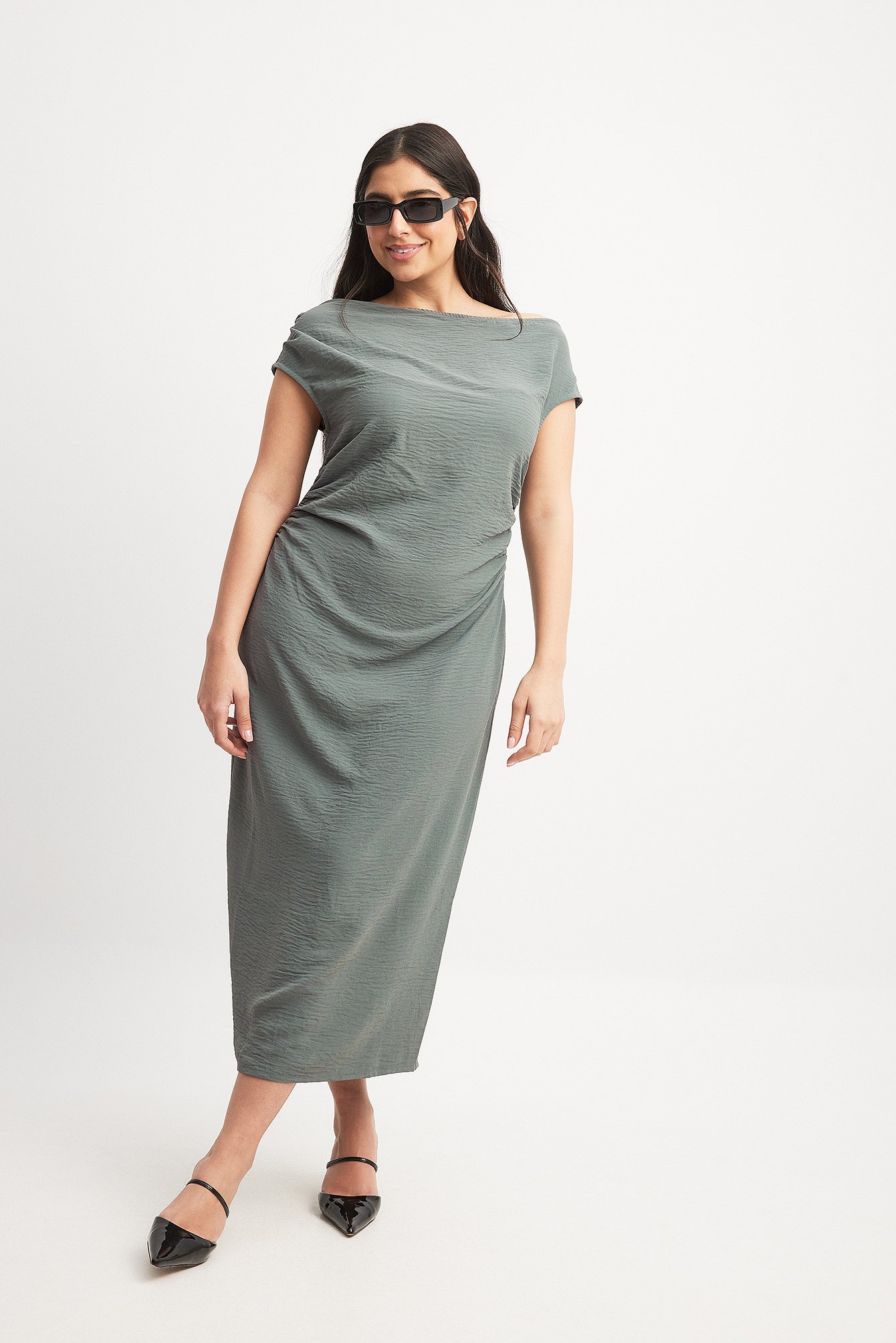 NA-KD Asymmetric Midi Dress - Grey