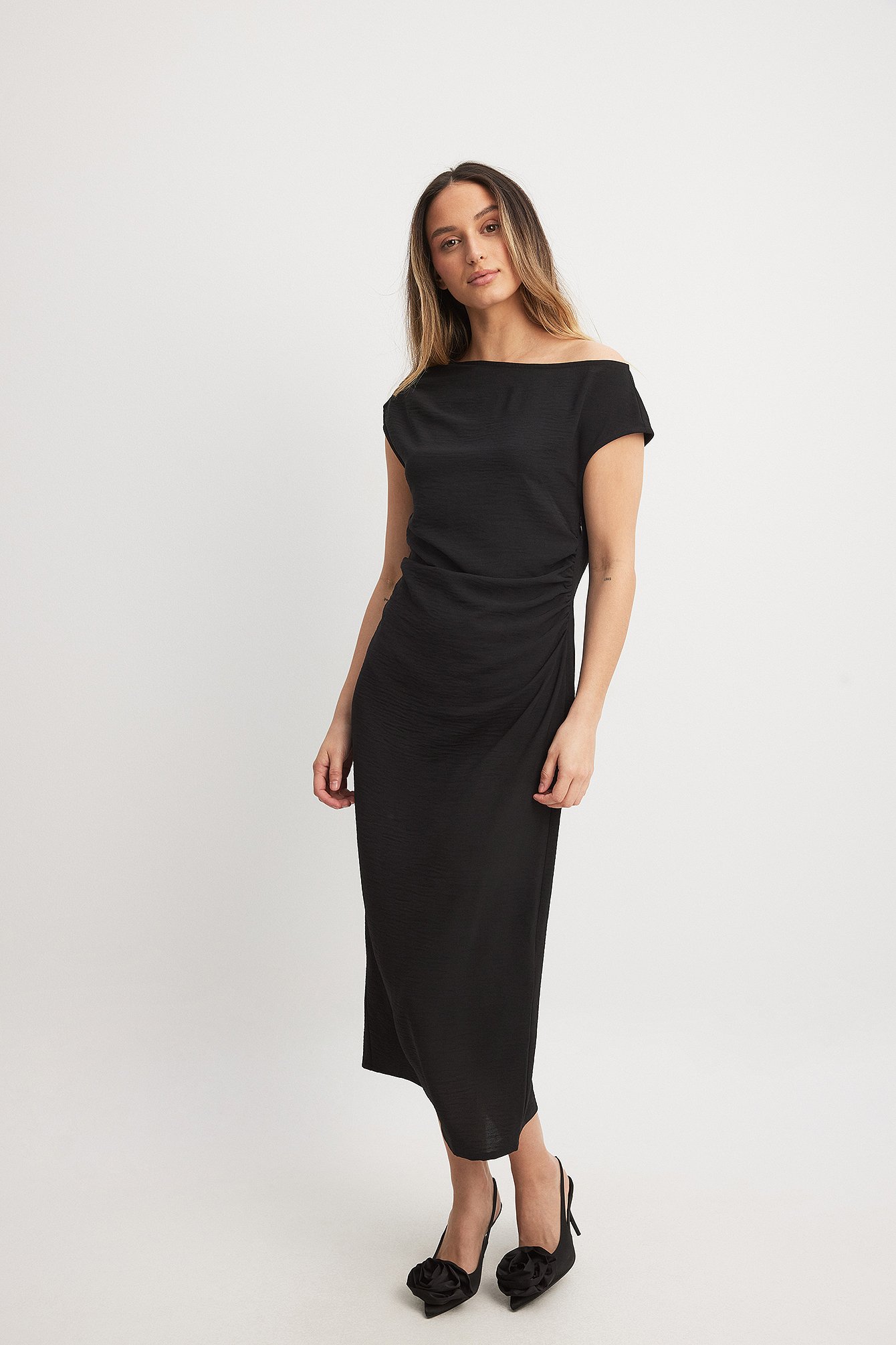 Asymmetric Midi Dress - Black