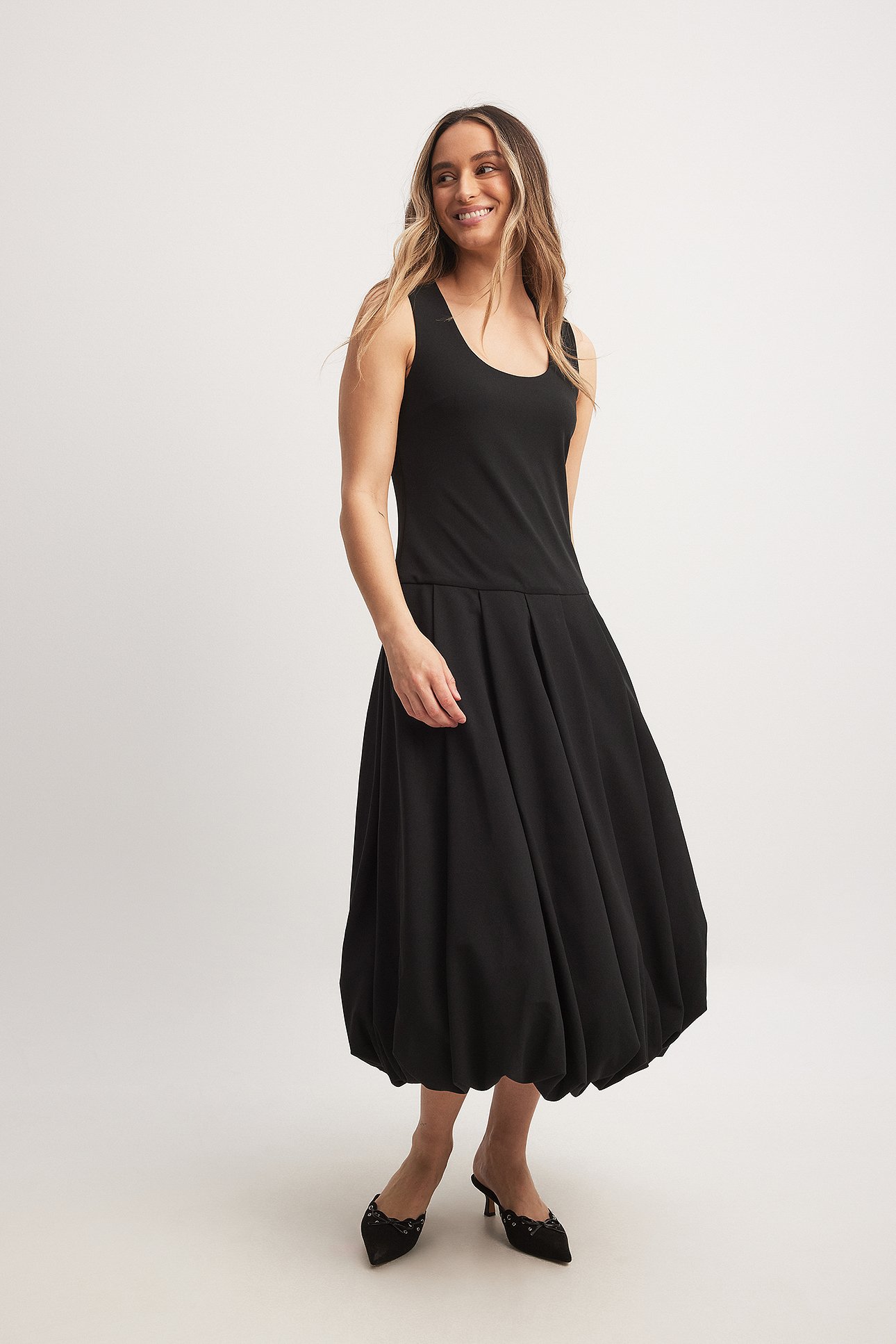 Midikleid mit Ballonrock - Black