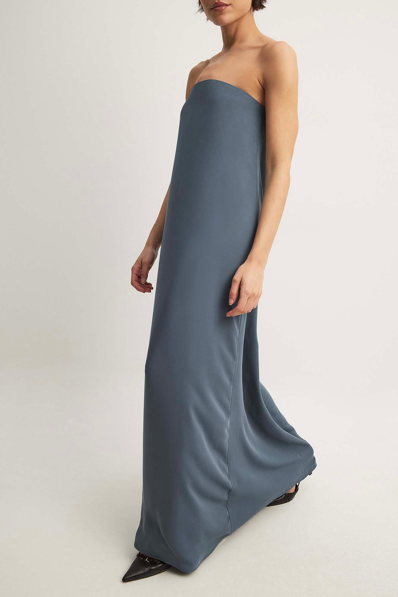 NA-KD Bandeau Maxi Dress - Grey