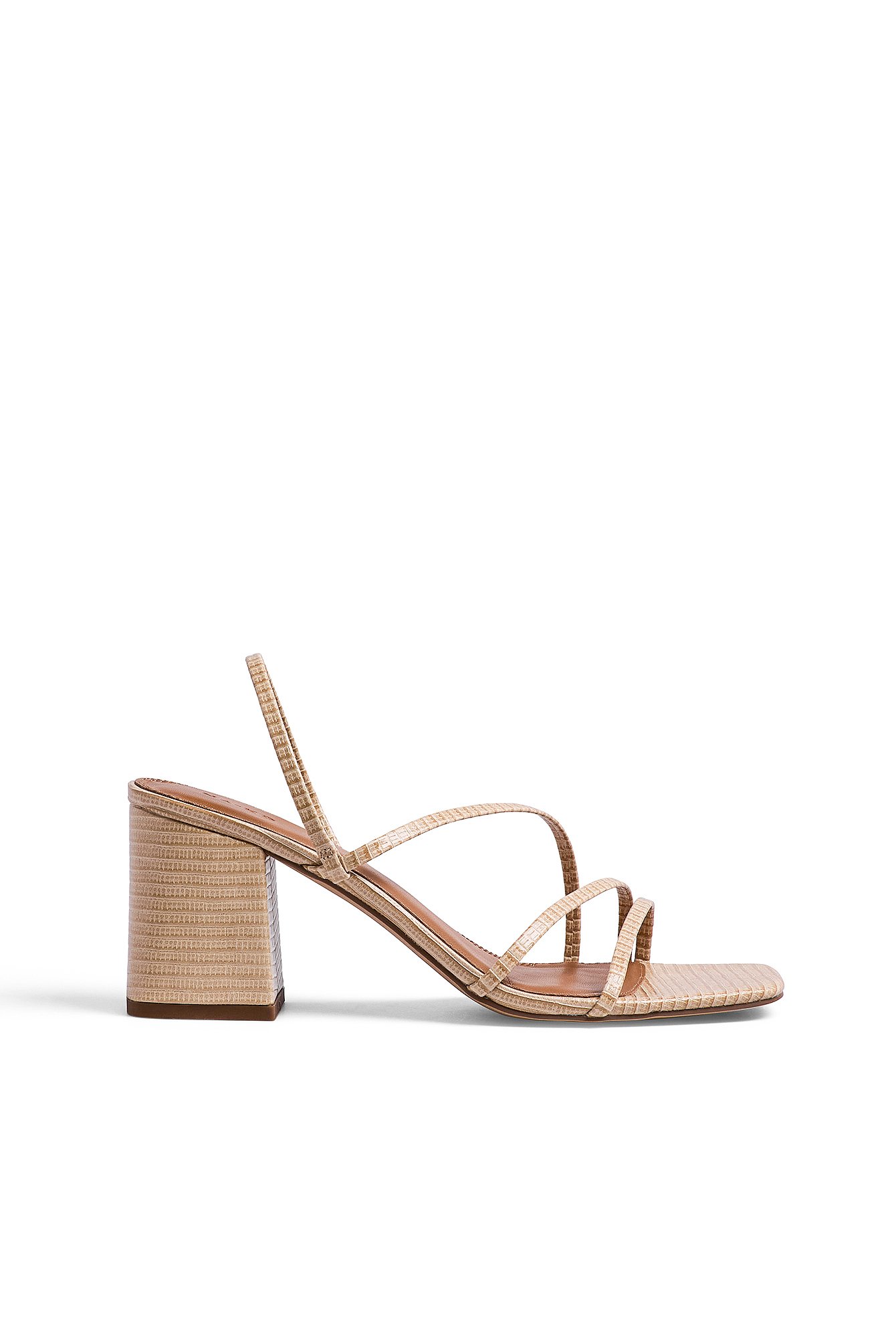 NA-KD Shoes Basic Strappy Block Heels - Beige