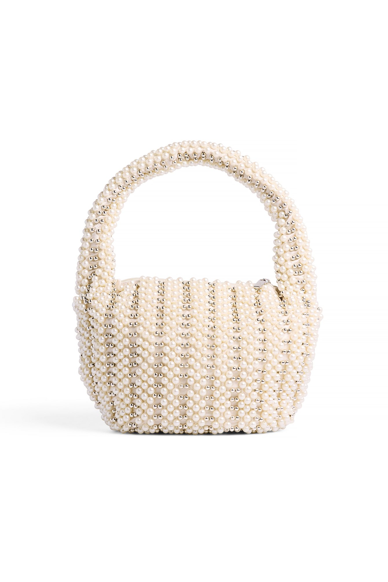 Beaded Rounded Bag White | NA-KD