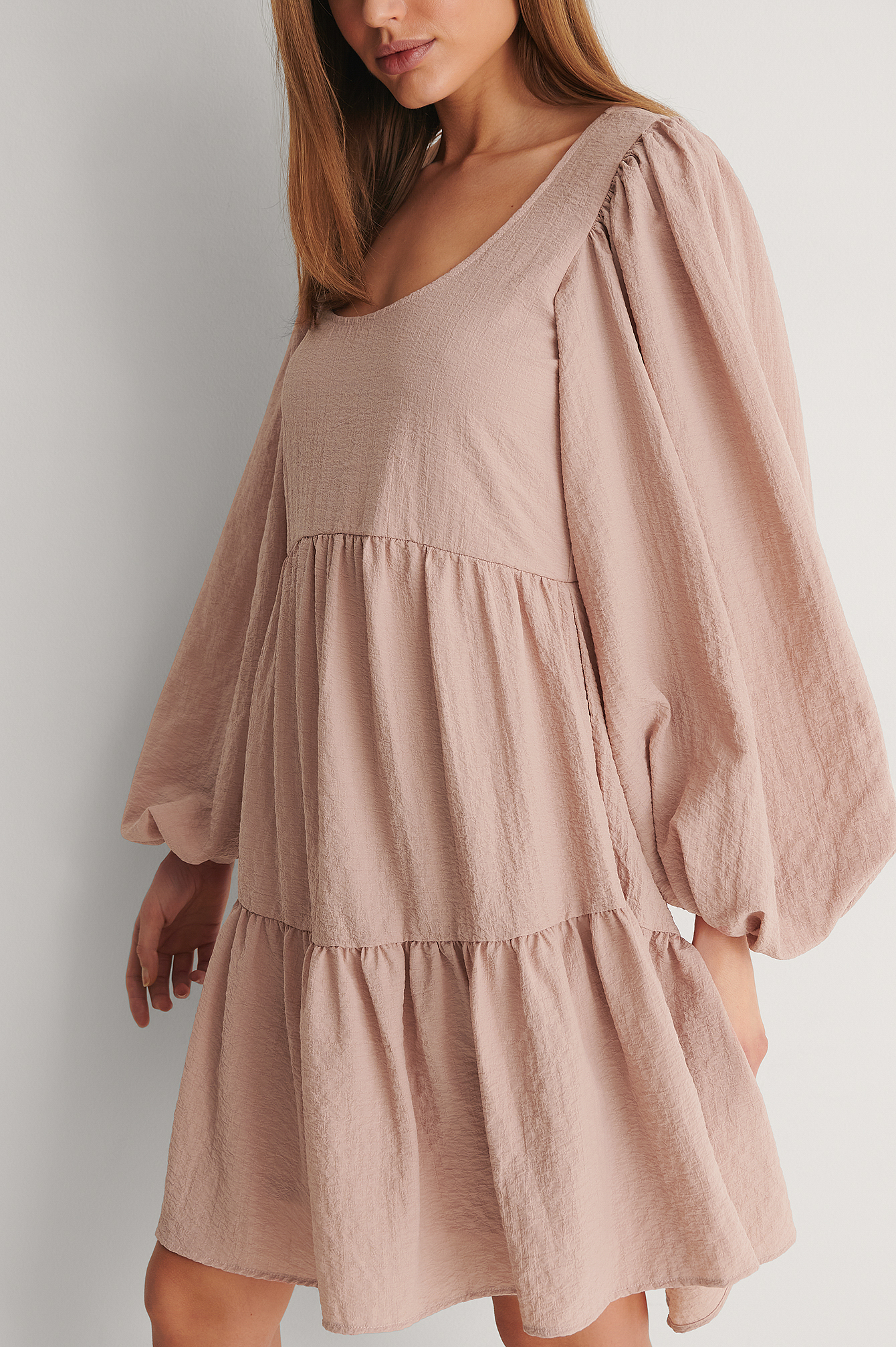 Structured Volume Sleeve Dress Pink | NA-KD