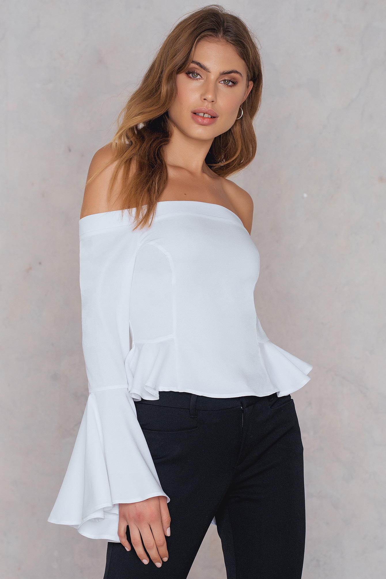 Bardot Flare Sleeve Top White | na-kd.com