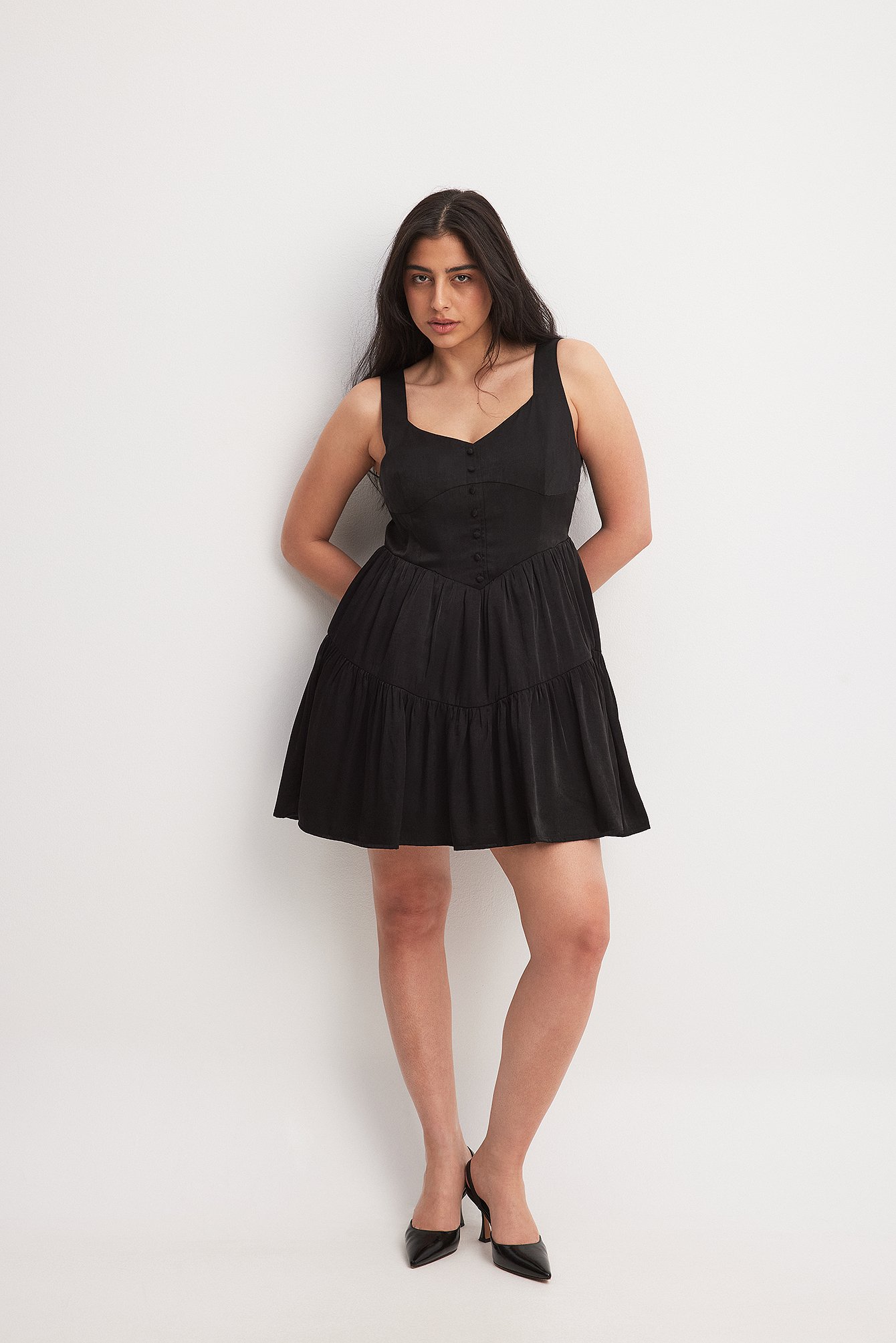 NA-KD Buttoned Mini Dress - Black