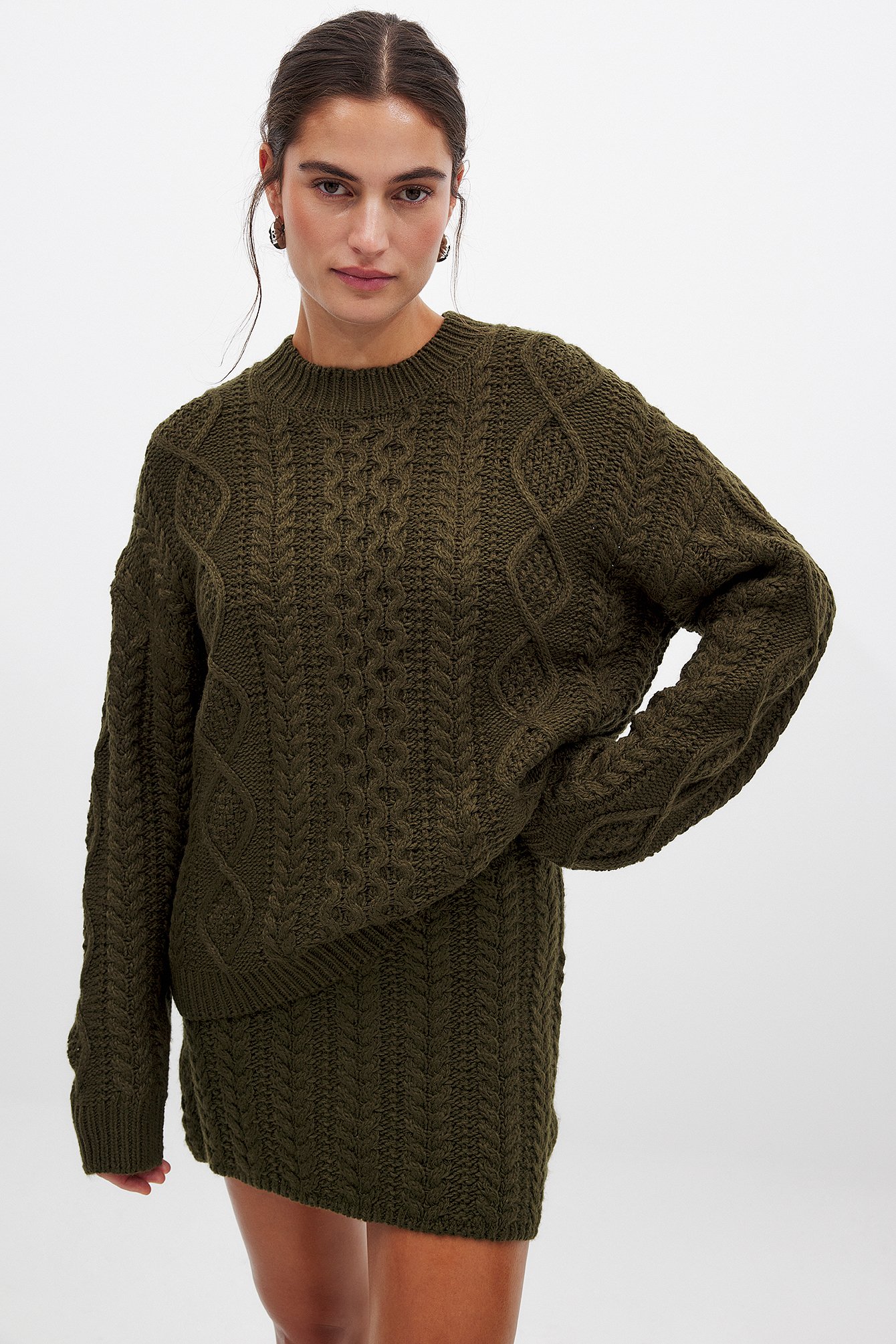 NA-KD Kabelgebreide sweater - Heavy Knits - Groen - XL (EU 46) - NA-KD / NAKD