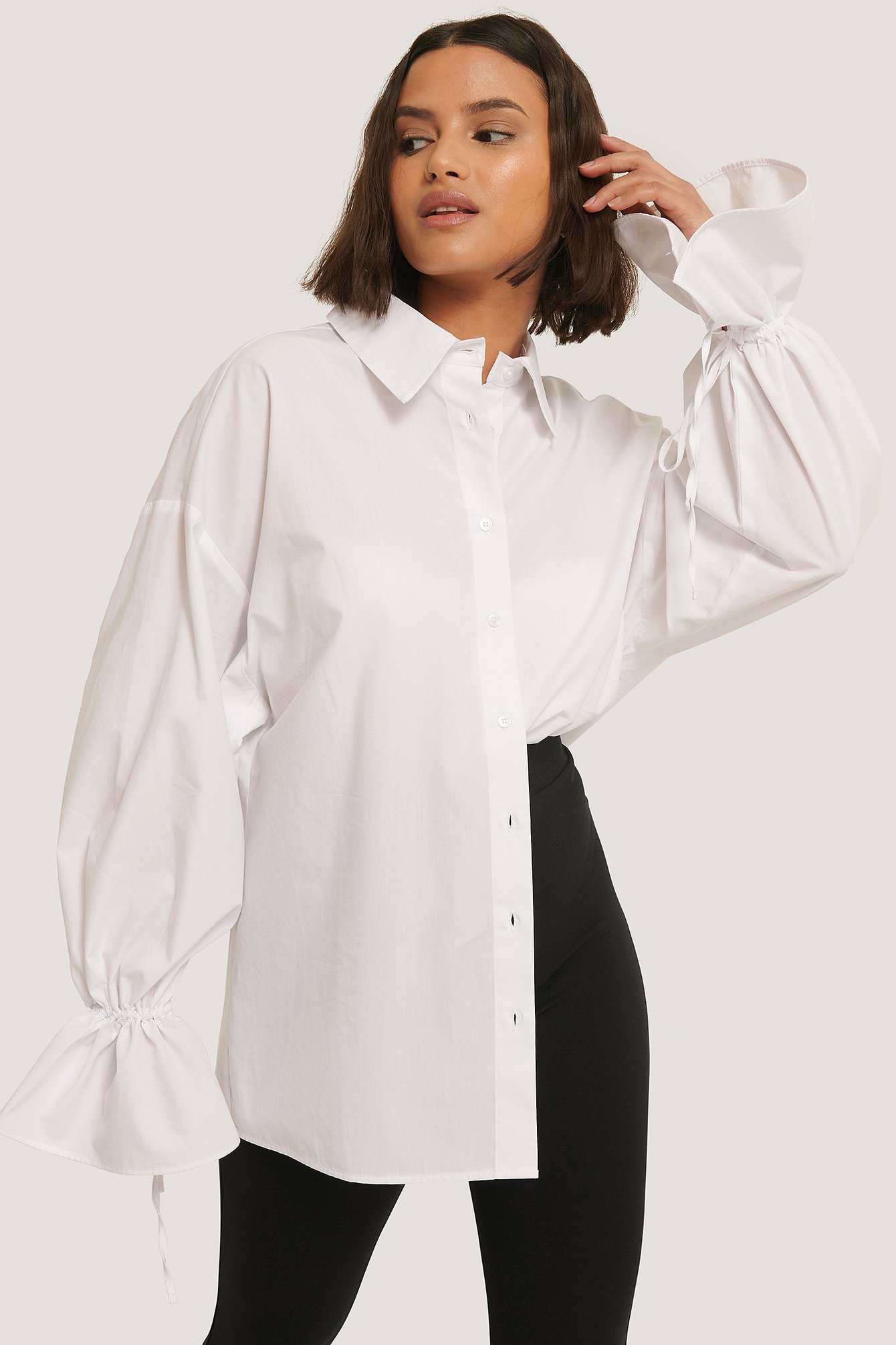 Wide Sleeve Shirt White | NA-KD
