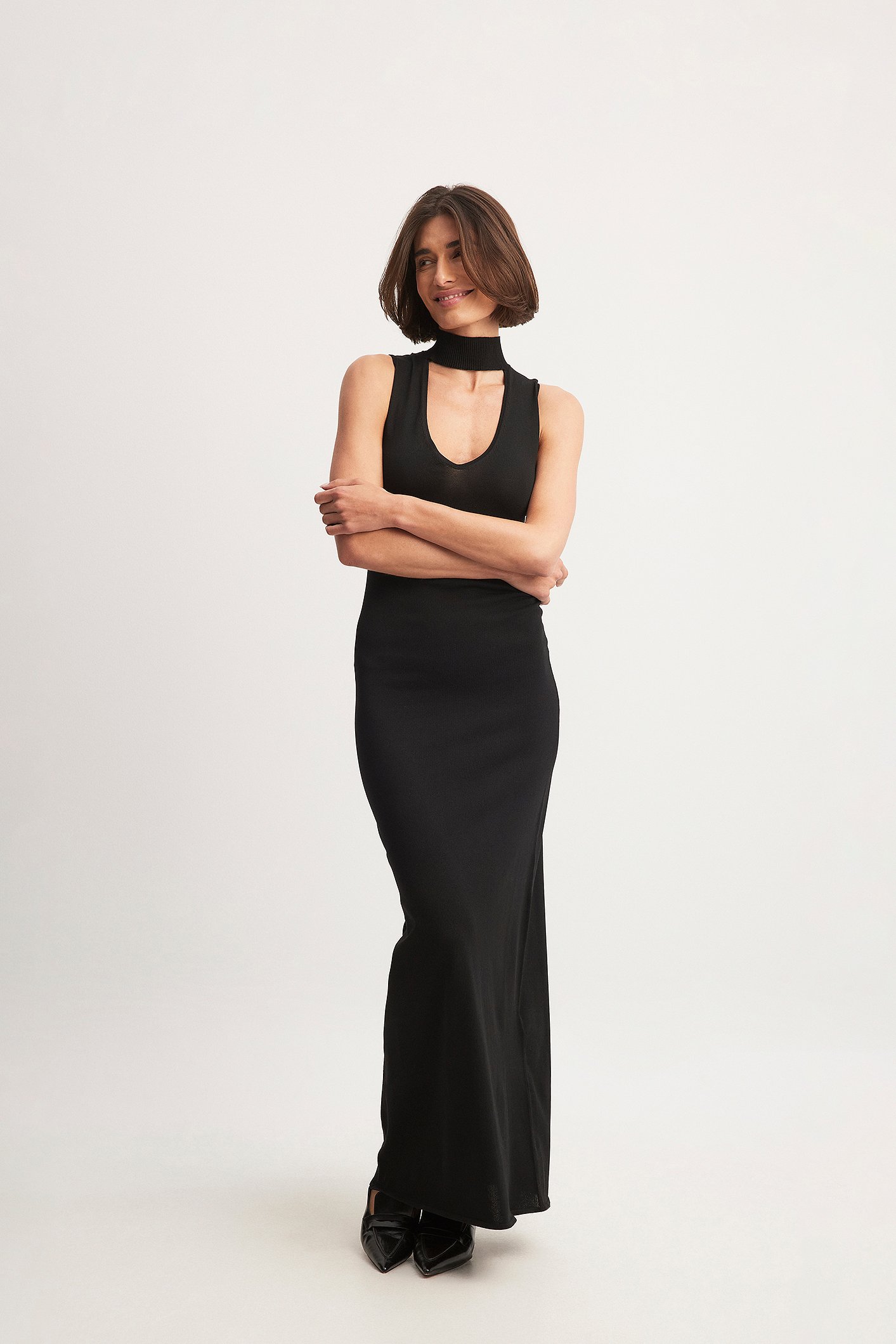 Choker Detail Maxi Dress - Black