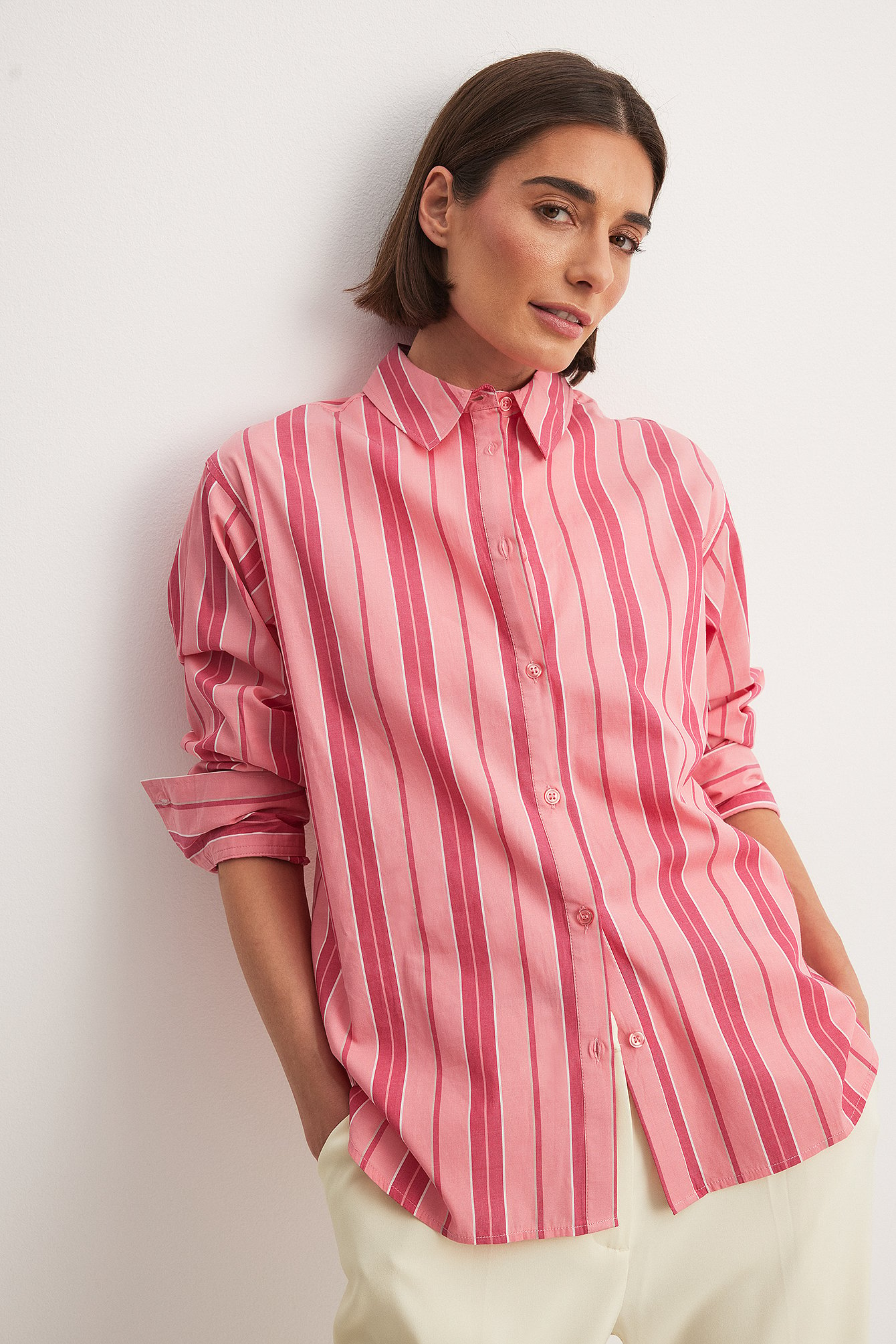 NA-KD Klassisches Hemd - Pink,Stripe