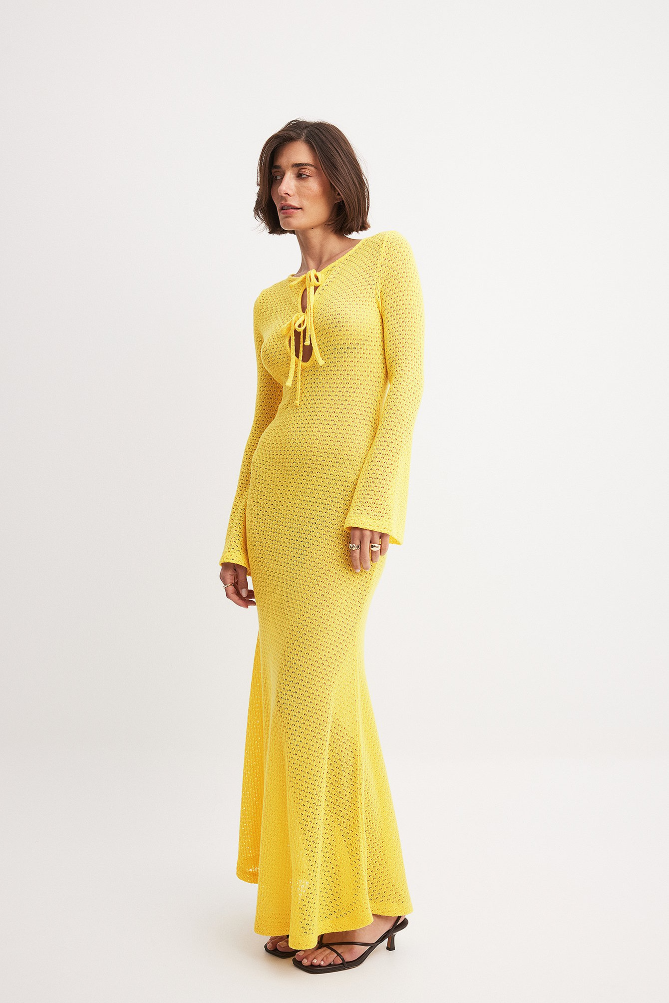 Ashton Wood x NA-KD Maxi-Häkelkleid - Yellow