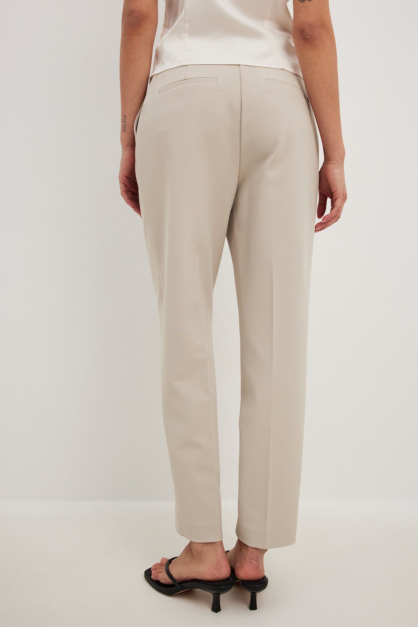 Cropped Regular Suit Pants Beige