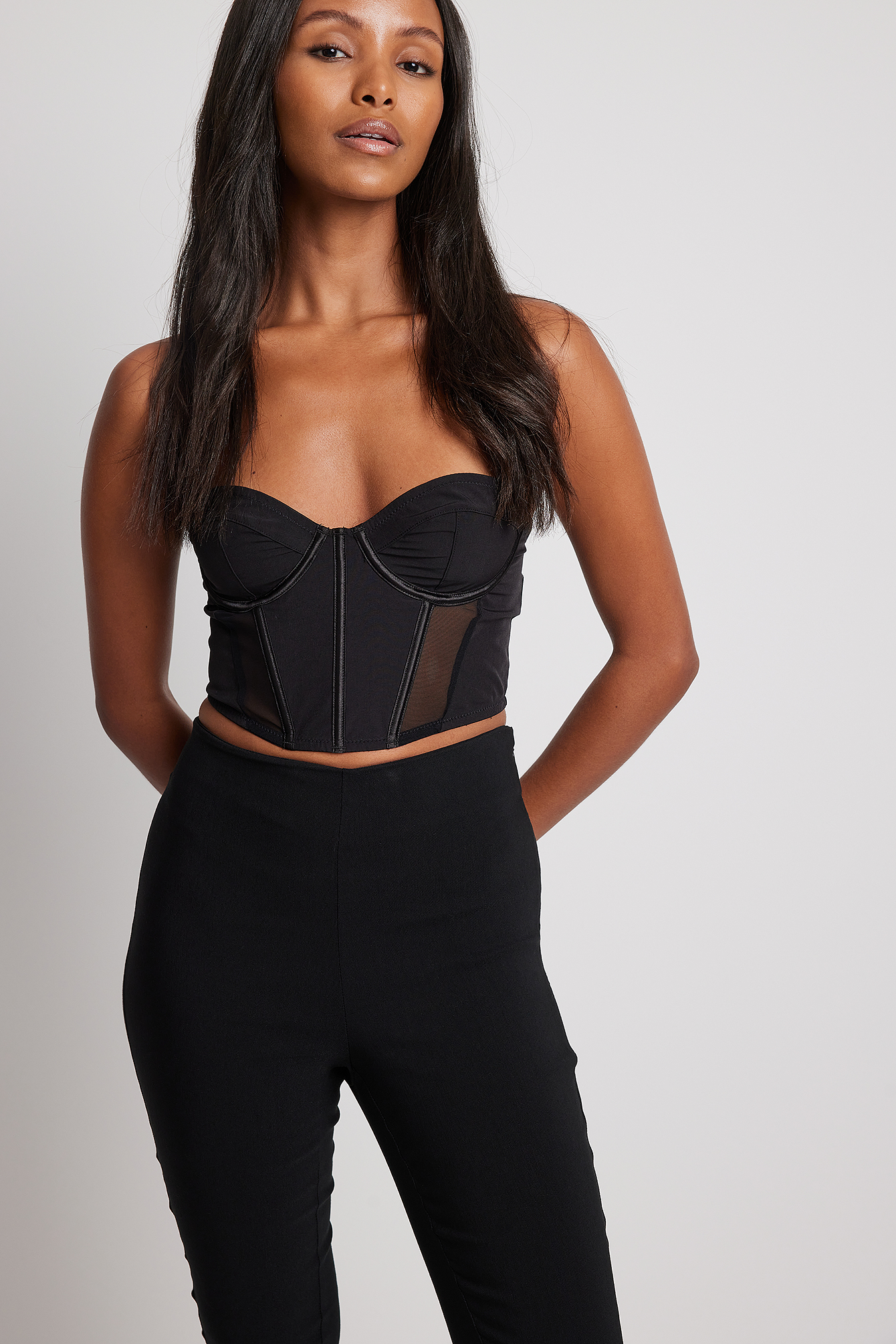 Stitched Cup Detail Plunge Corset Top