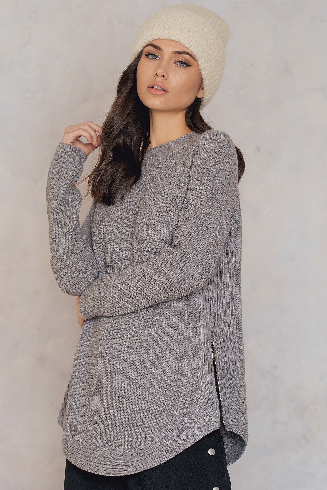 Mock Neck Sweater Grey | NA-KD