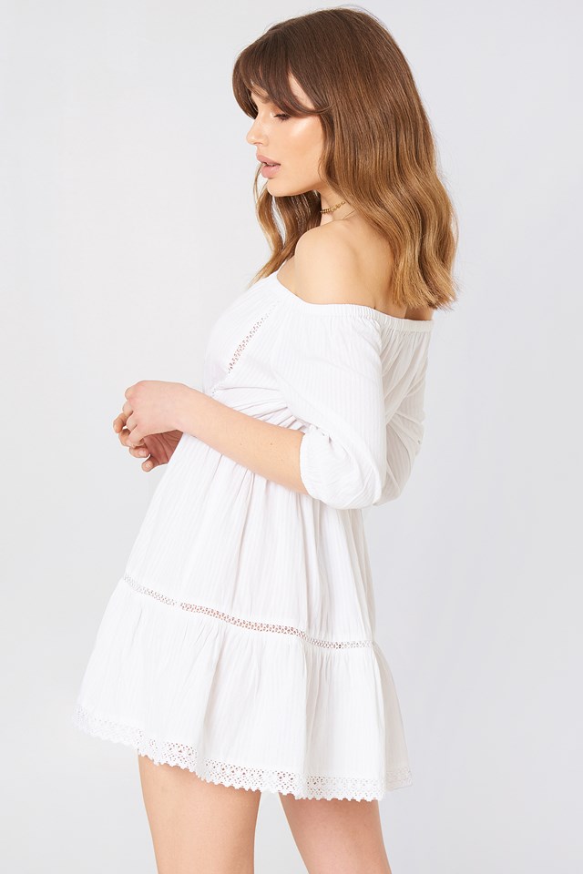 Off Shoulder Crochet Dress White | na-kd.com