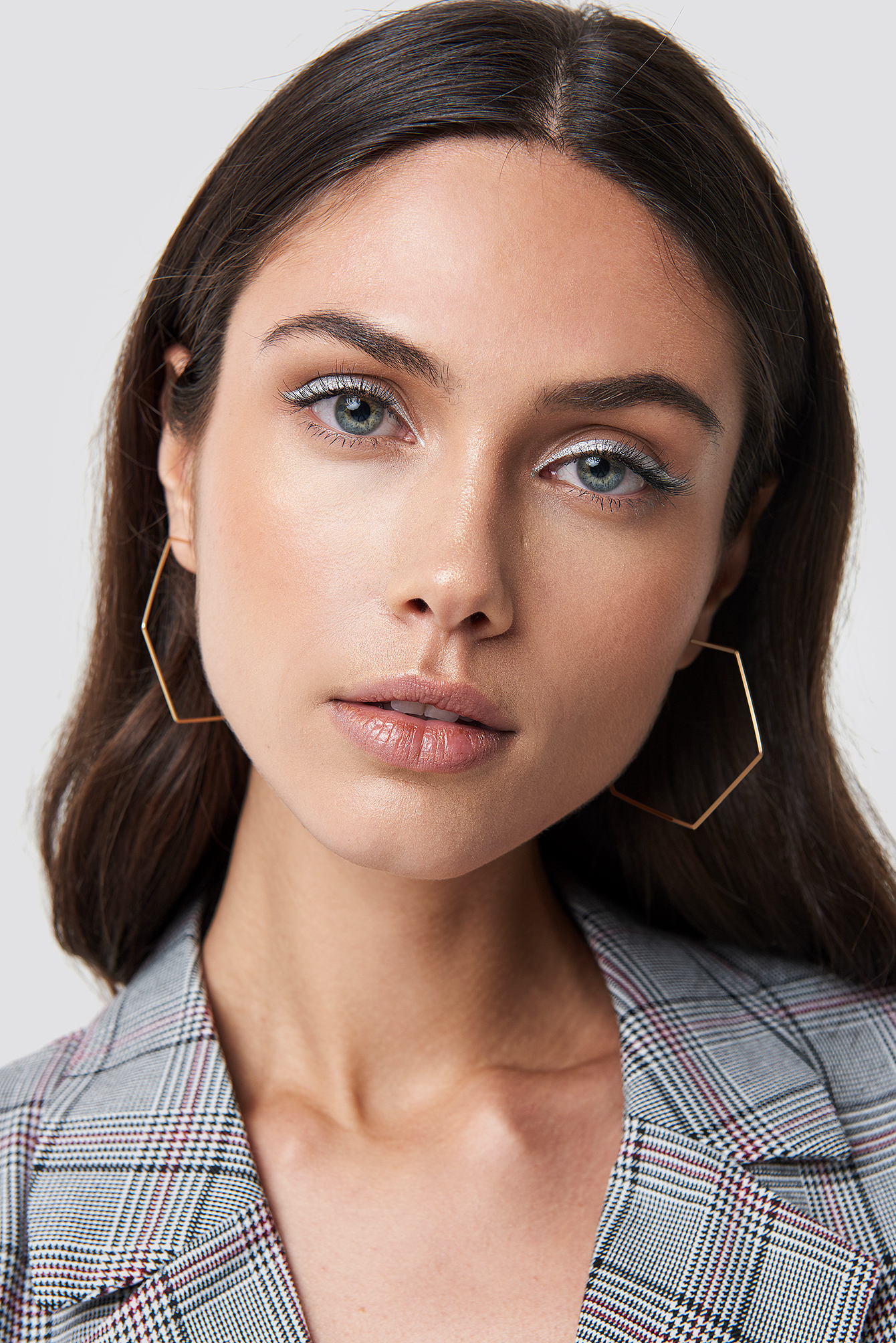 Hexagon Hoop Earrings Gold | na-kd.com