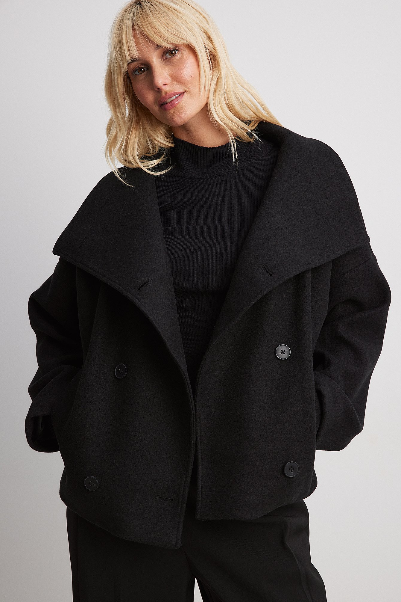 Double Breasted Short Coat Black | NA-KD