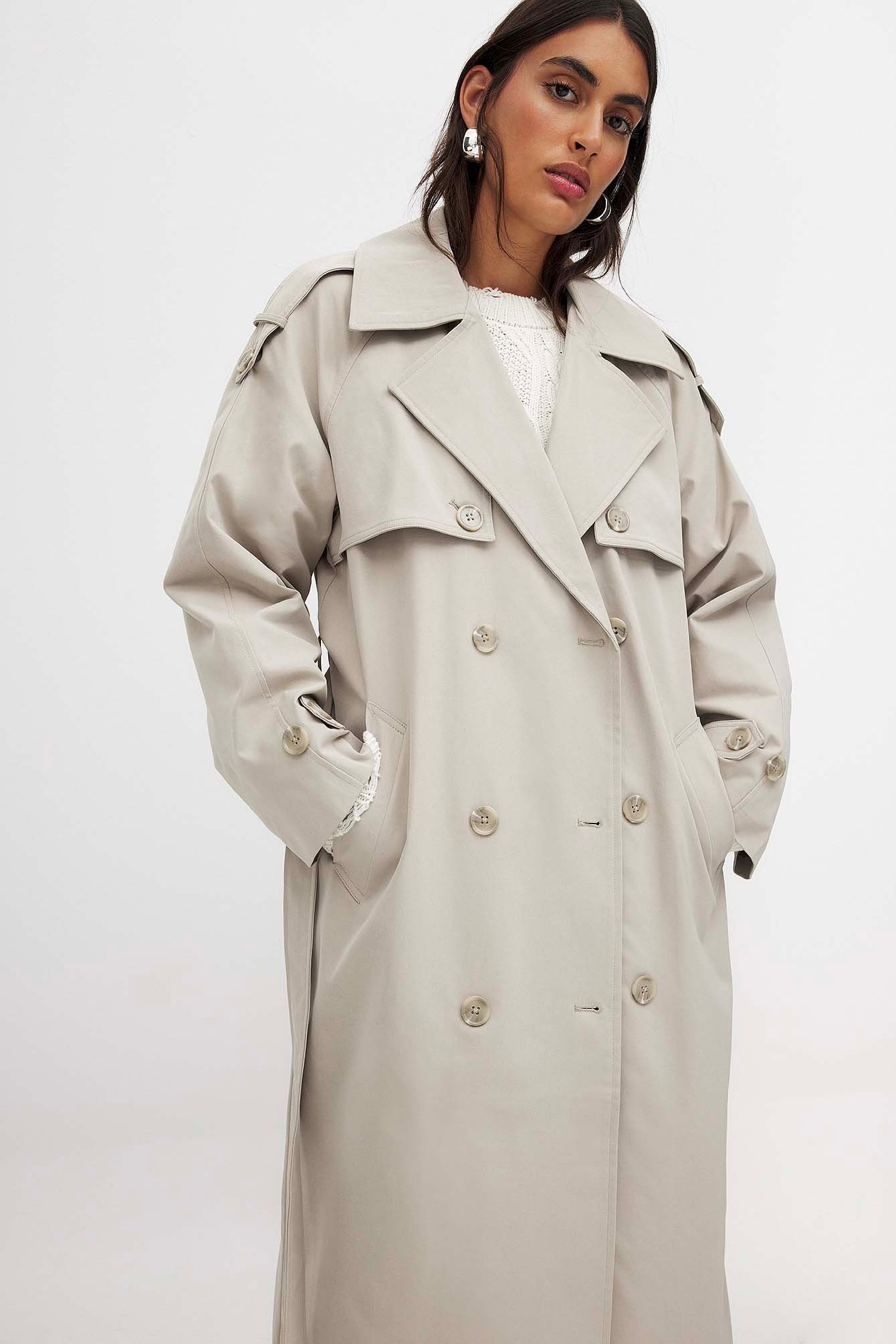 NA-KD Double Buttoned Trenchcoat - Trenchcoats - Beige - EU 44 - NA-KD / NAKD