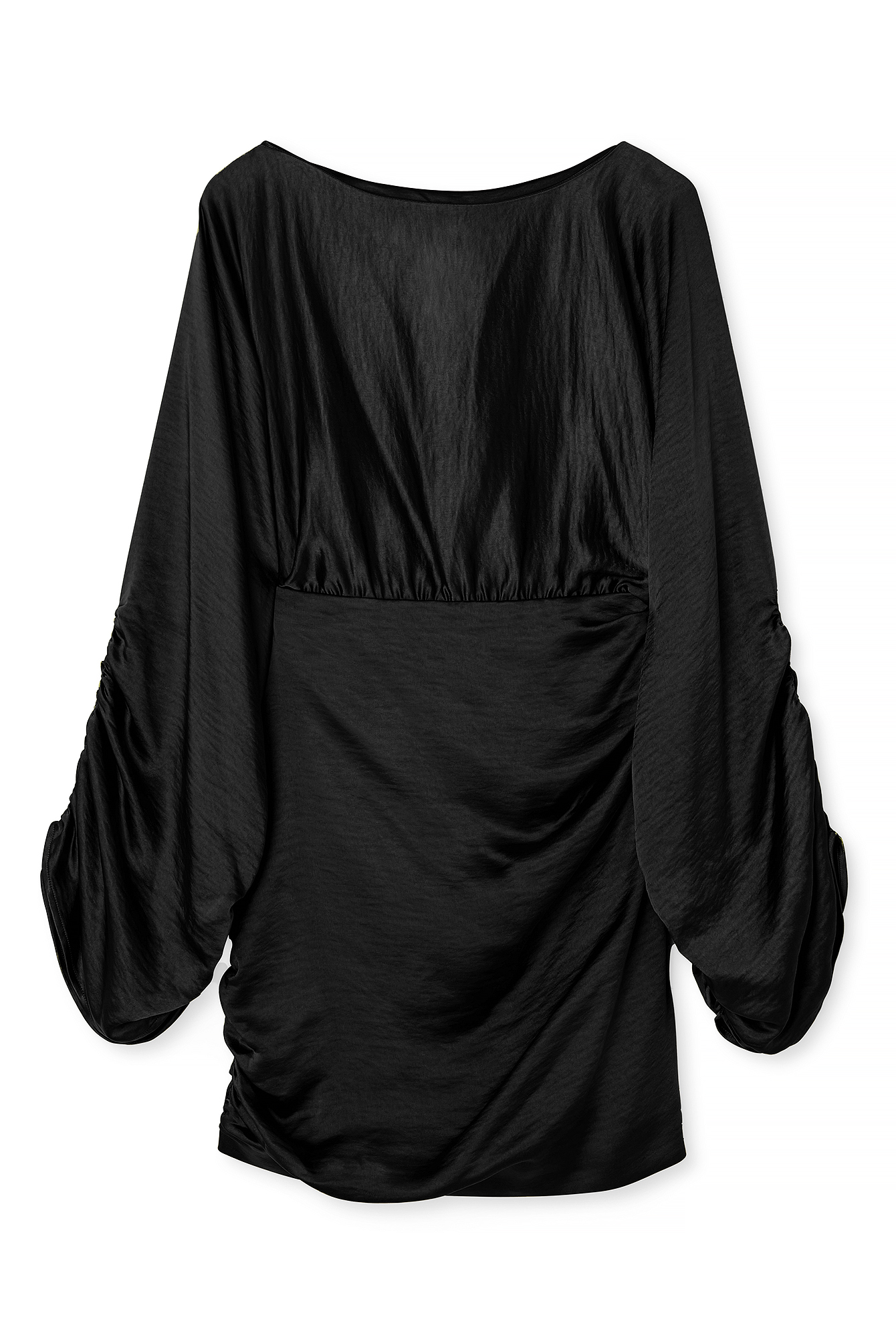 SATIN TOP WITH DRAPED DETAIL - Black