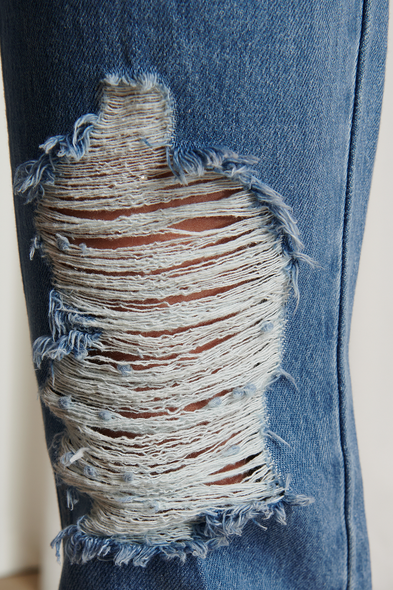 Ripped Straight Leg Denim Blue 