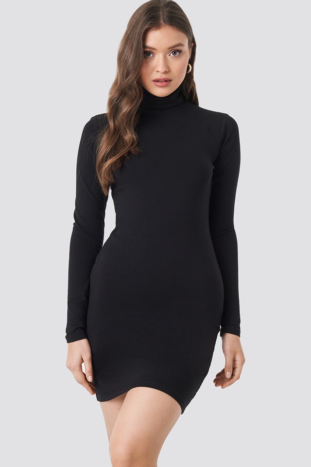 Polo Neck Dress Black | na-kd.com