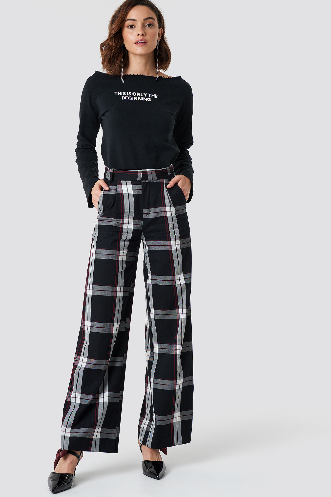 flared checkered pants