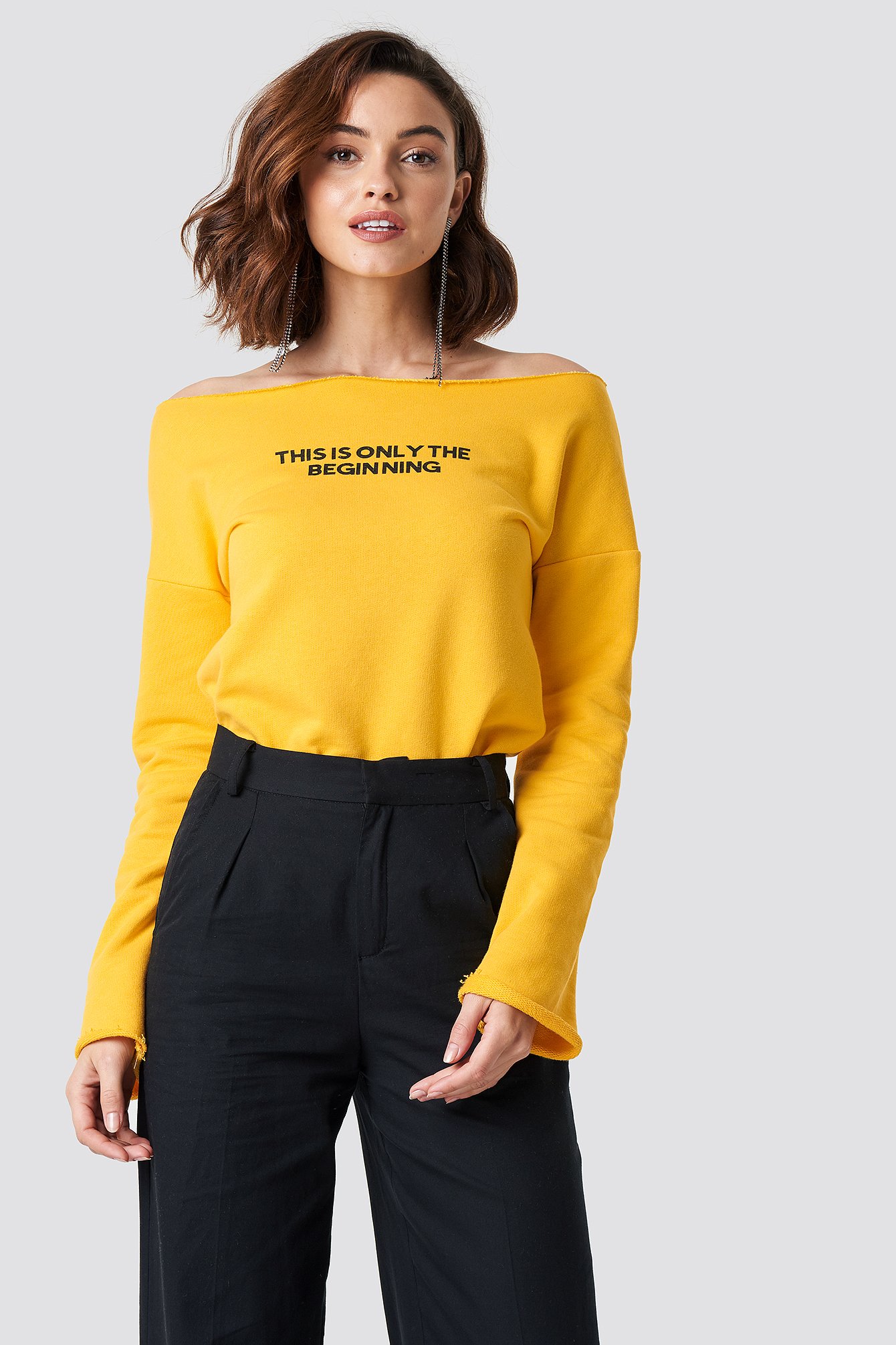 yellow boat neck top