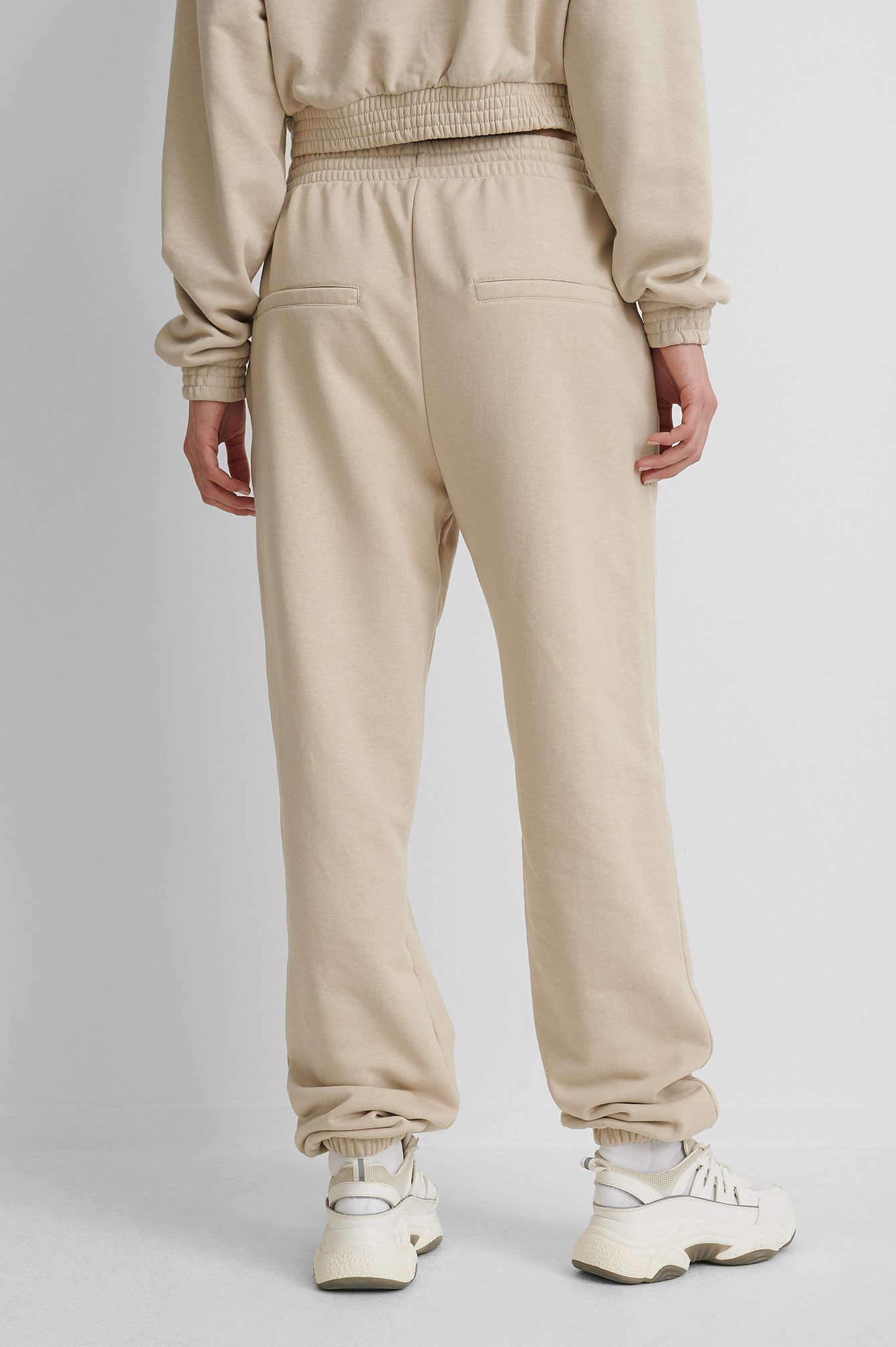 Organic Felt Pocket Detail Sweatpants Beige | na-kd.com