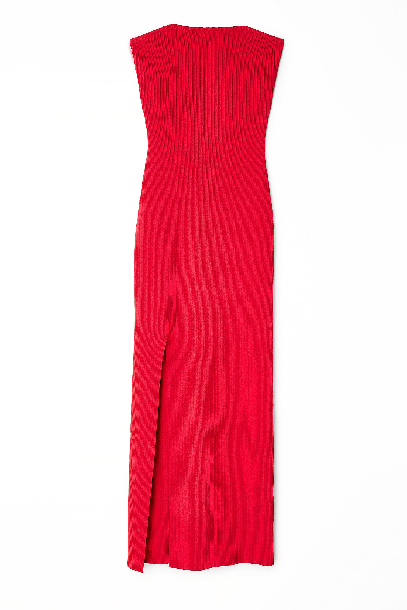 Fine Knitted High Slit Tube Dress Red | NA-KD