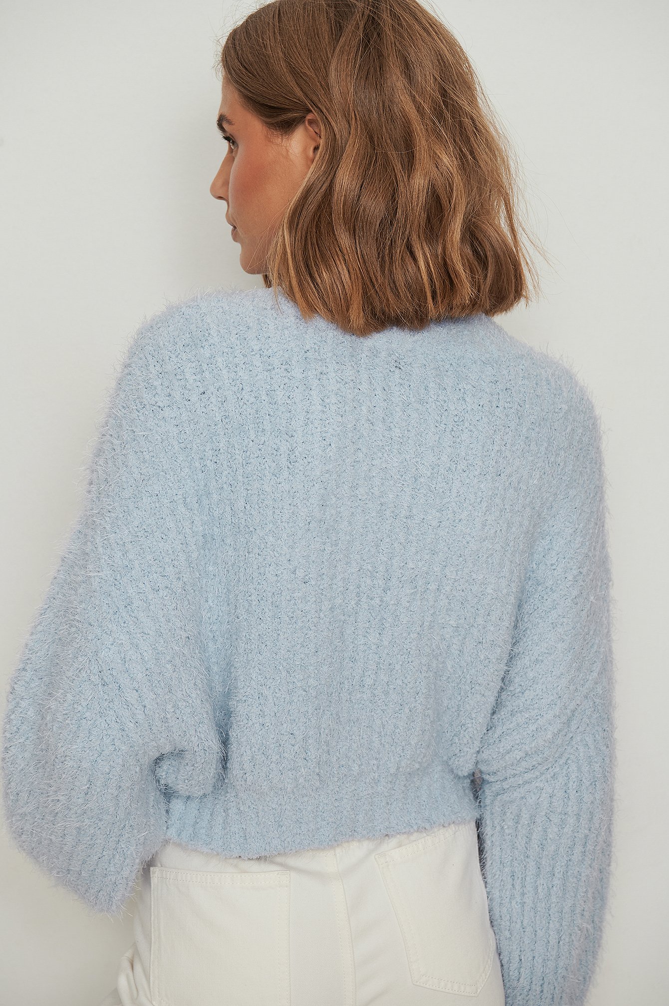 Fluffy Knitted Turtleneck Sweater Blue | na-kd.com