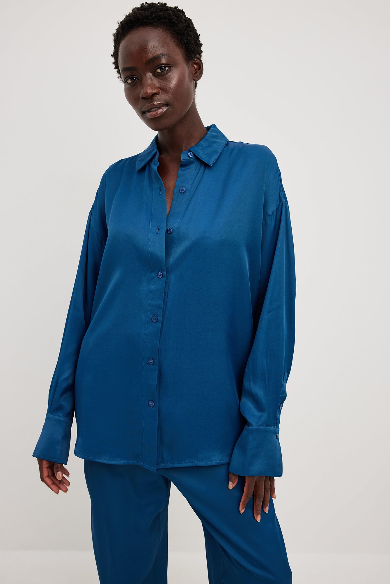 Fluid Viscose Shirt Blue | NA-KD