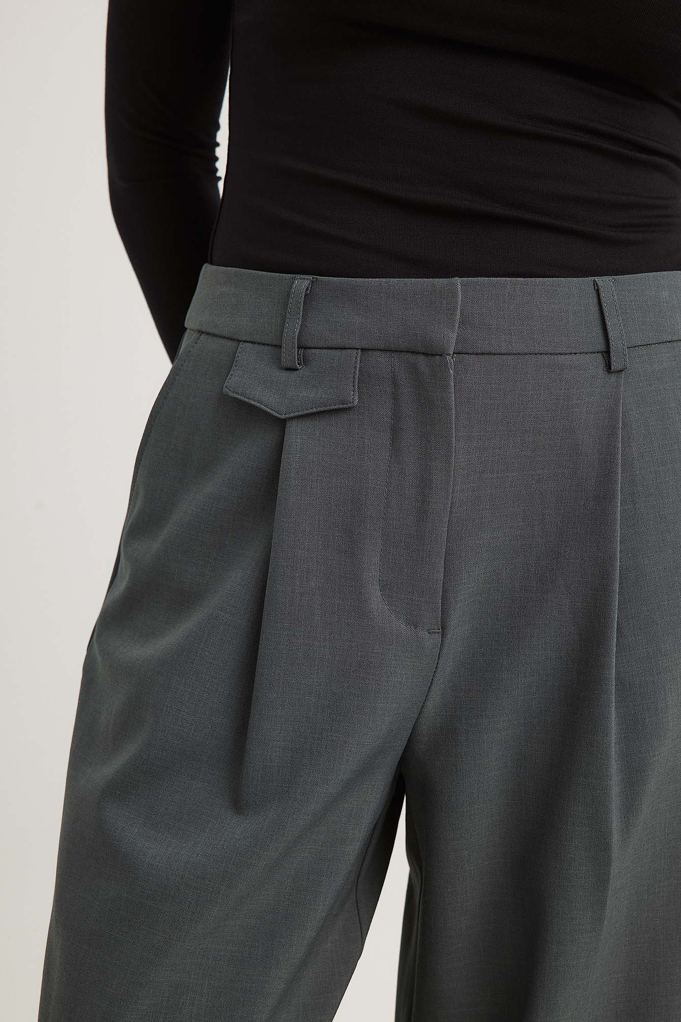 Dark Grey Wide Leg Trouser