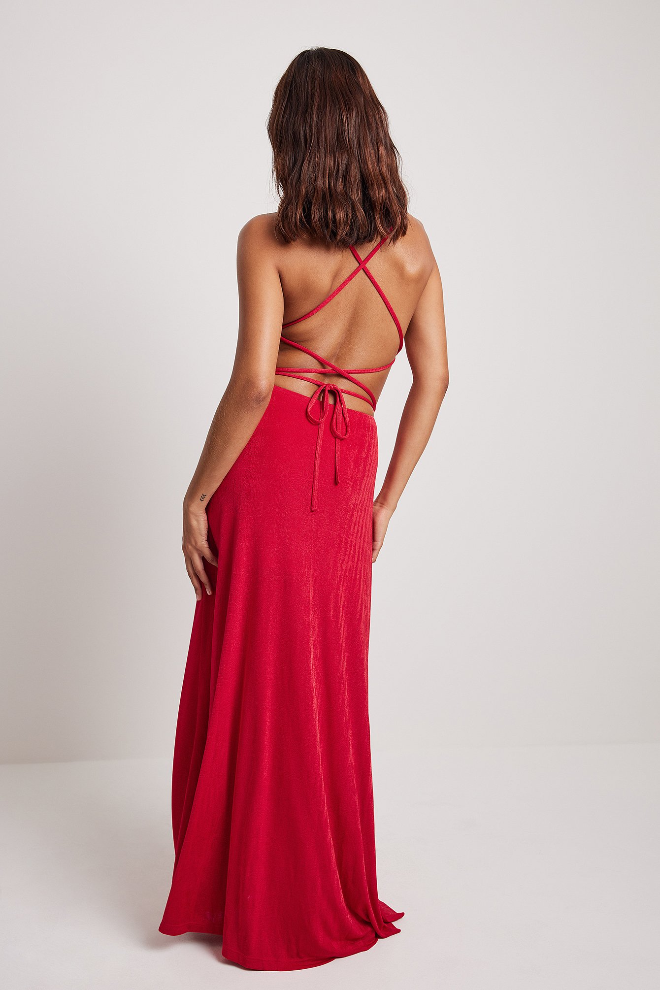 Gathered Open Back Maxi Dress Red | NA-KD