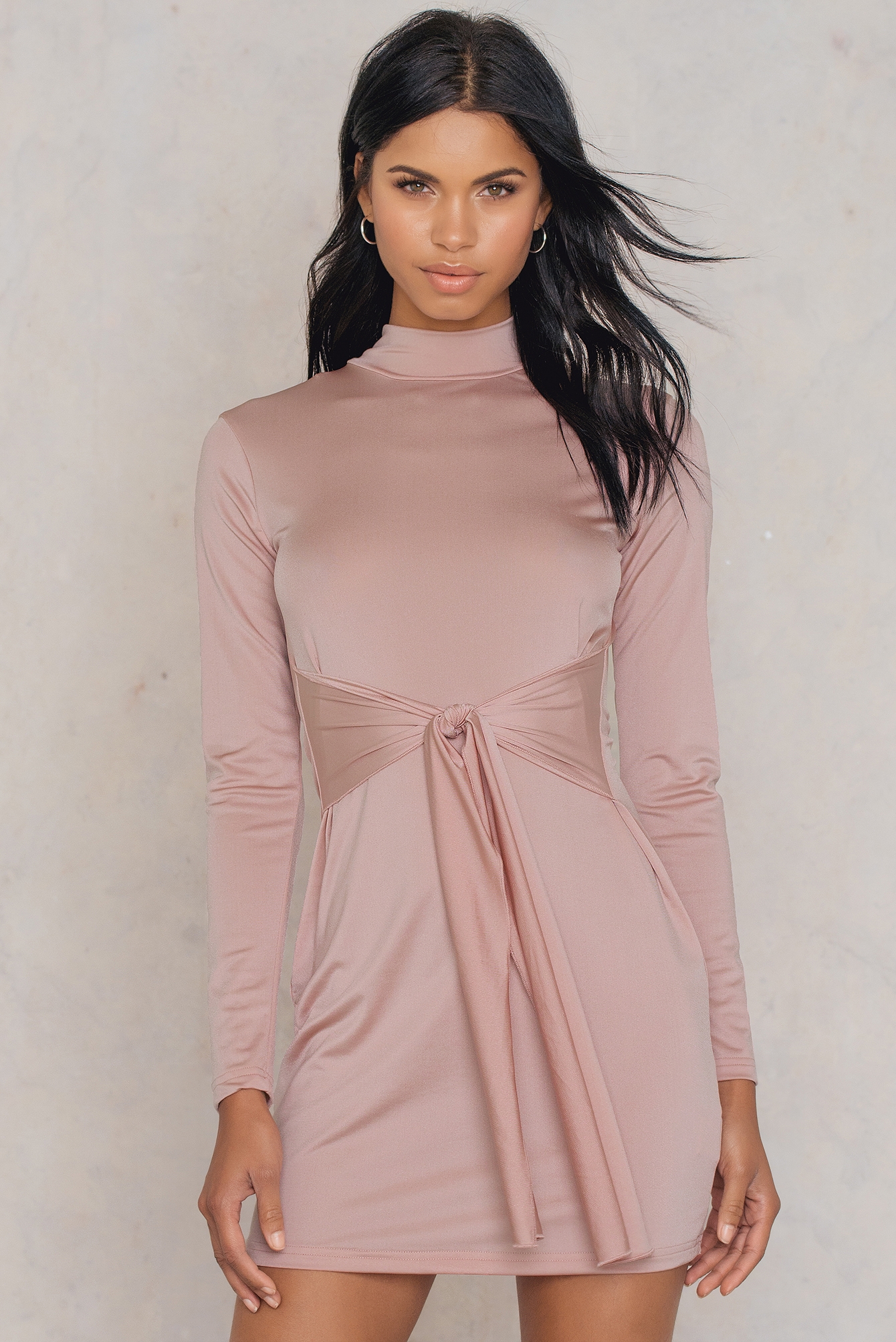 Shimmer Long Sleeve Dress Pink | na-kd.com