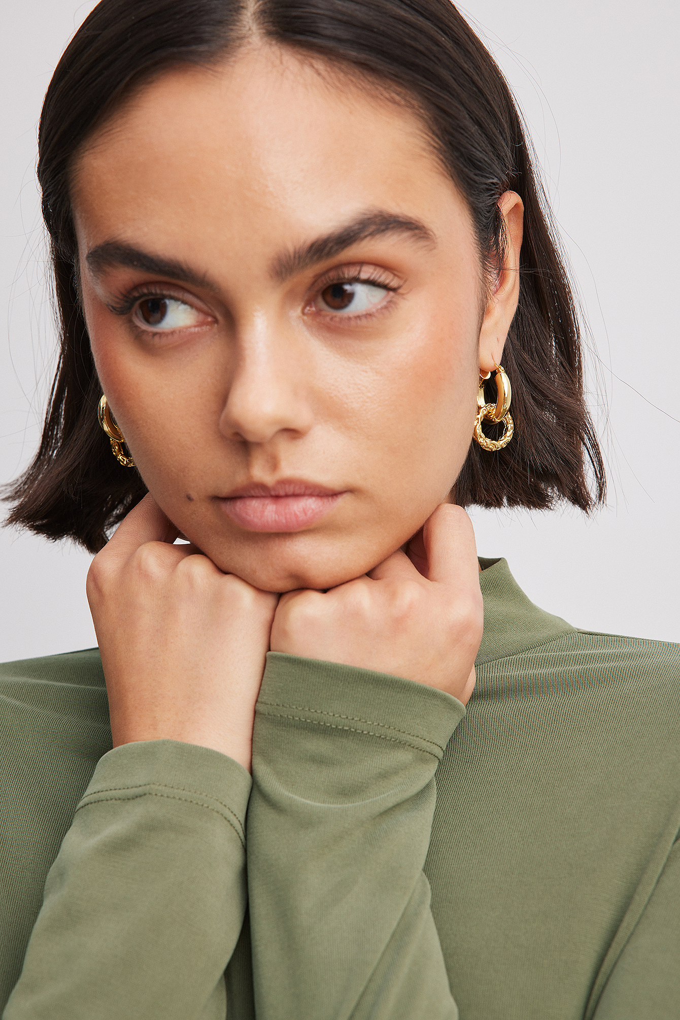 Gold Plated Chunky Detail Earrings Gold | NA-KD